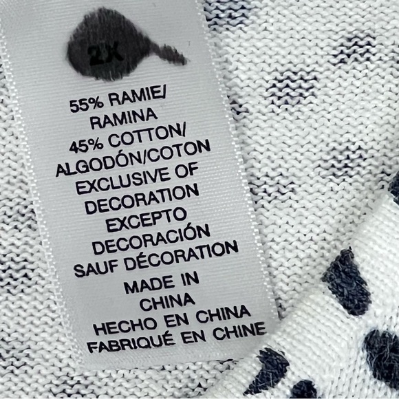 ALFRED DUNNER Woman Blue White Black Swirl Sequins Sweater Top Women's 2X - Picture 14 of 16